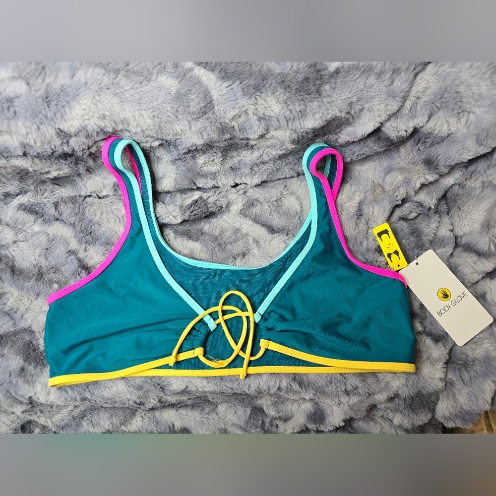 NWT Body Glove Bikini Top Kingfisher Green Reversible Lolah Women XL